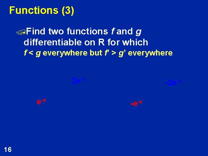 Functions (3) /Find two functions f and g differentiable on R for which f