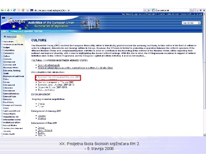 XX. Proljetna školskih knjižničara RH 2. - 5. travnja 2008. 