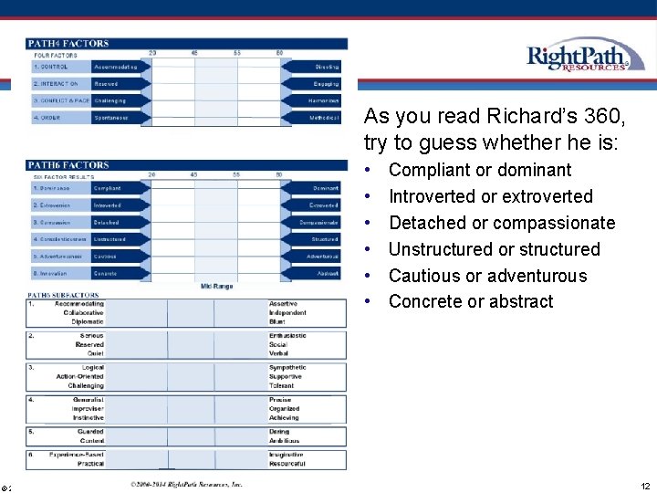 As you read Richard’s 360, try to guess whether he is: • • •