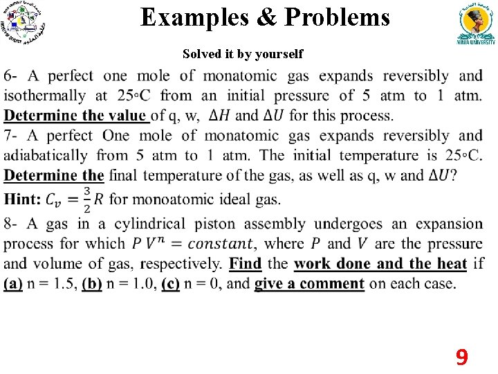 Examples & Problems Solved it by yourself 9 