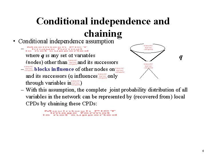 Conditional independence and chaining • Conditional independence assumption – where q is any set