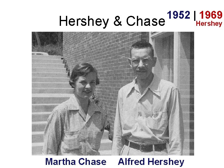 Hershey & Chase Martha Chase 1952 | 1969 Alfred Hershey 