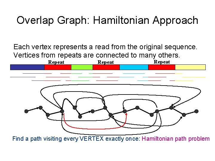 Overlap Graph: Hamiltonian Approach Each vertex represents a read from the original sequence. Vertices