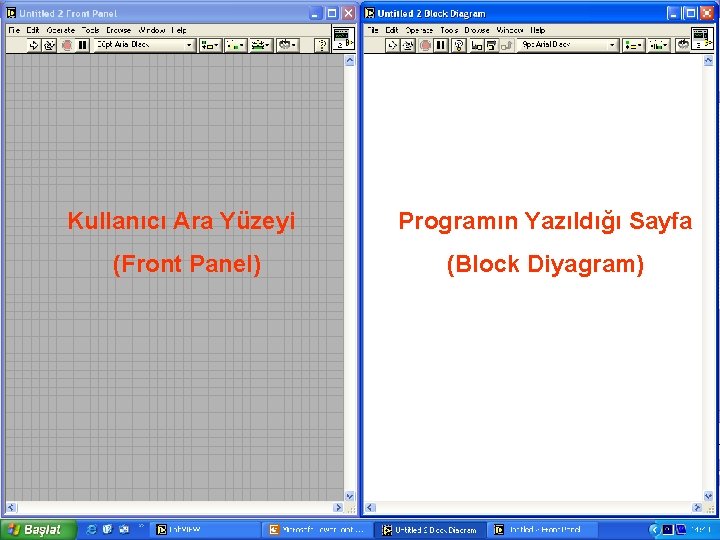 Kullanıcı Ara Yüzeyi Programın Yazıldığı Sayfa (Front Panel) (Block Diyagram) 