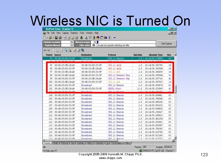 Wireless NIC is Turned On Copyright 2005 -2008 Kenneth M. Chipps Ph. D. www.