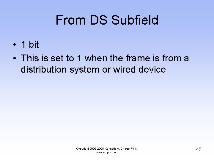 From DS Subfield • 1 bit • This is set to 1 when the