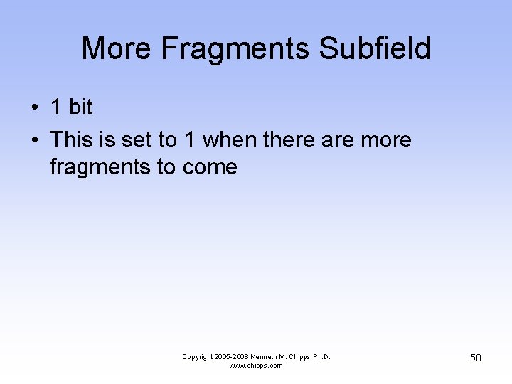 More Fragments Subfield • 1 bit • This is set to 1 when there