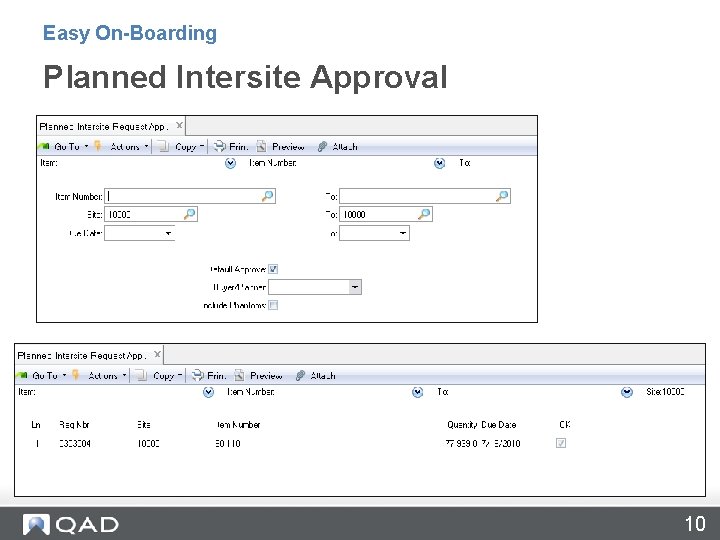 Easy On-Boarding Planned Intersite Approval 10 