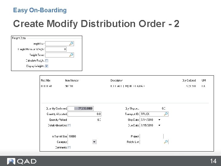 Easy On-Boarding Create Modify Distribution Order - 2 14 