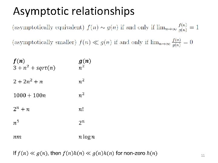 Asymptotic relationships • 11 Asymptotic relationships • 11