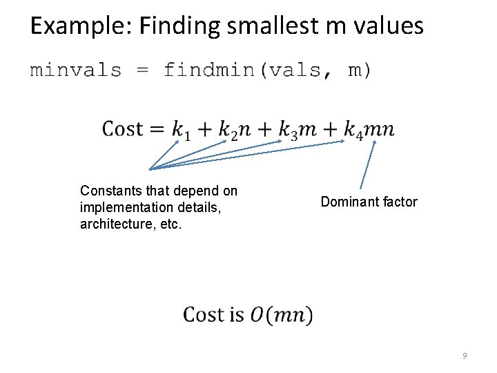 Example: Finding smallest m values • Constants that depend on implementation details, architecture, etc. Example: Finding smallest m values • Constants that depend on implementation details, architecture, etc.
