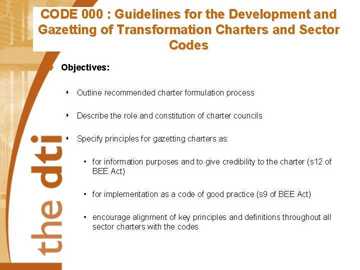 CODE 000 : Guidelines for the Development and Gazetting of Transformation Charters and Sector