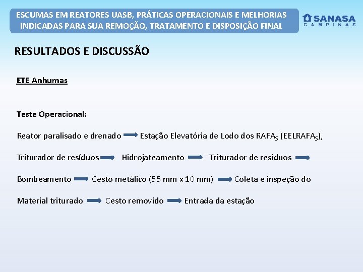 ESCUMAS EM REATORES UASB, PRÁTICAS OPERACIONAIS E MELHORIAS INDICADAS PARA SUA REMOÇÃO, TRATAMENTO E