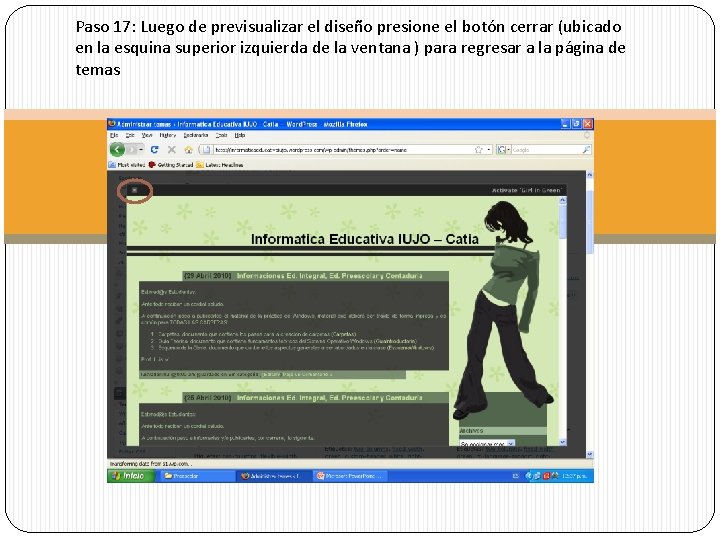 Paso 17: Luego de previsualizar el diseño presione el botón cerrar (ubicado en la