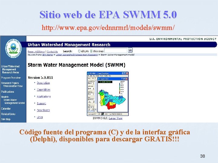 Sitio web de EPA SWMM 5. 0 http: //www. epa. gov/ednnrmrl/models/swmm/ Código fuente del