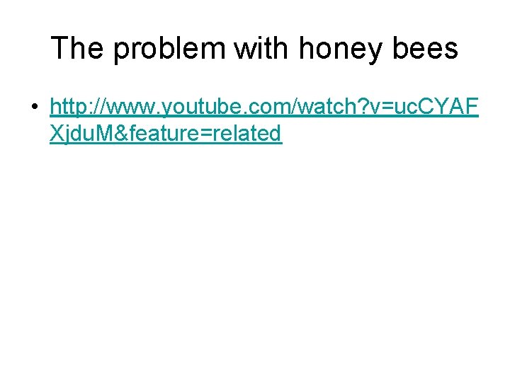The problem with honey bees • http: //www. youtube. com/watch? v=uc. CYAF Xjdu. M&feature=related