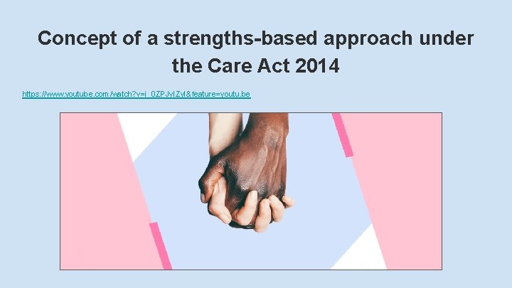 Concept of a strengths-based approach under the Care Act 2014 https: //www. youtube. com/watch?