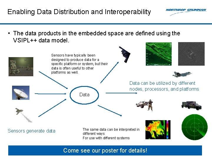 Enabling Data Distribution and Interoperability • The data products in the embedded space are