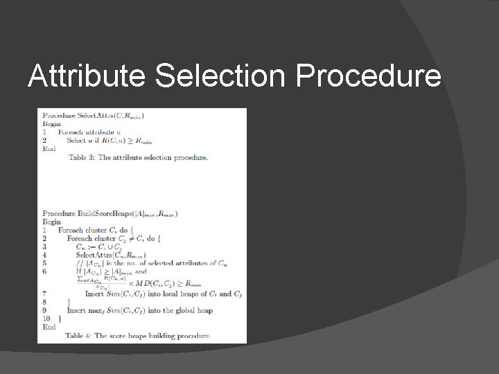 Attribute Selection Procedure 