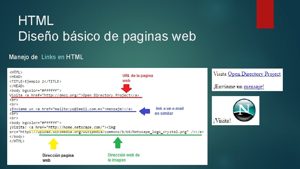 HTML Diseño básico de paginas web Manejo de Links en HTML 