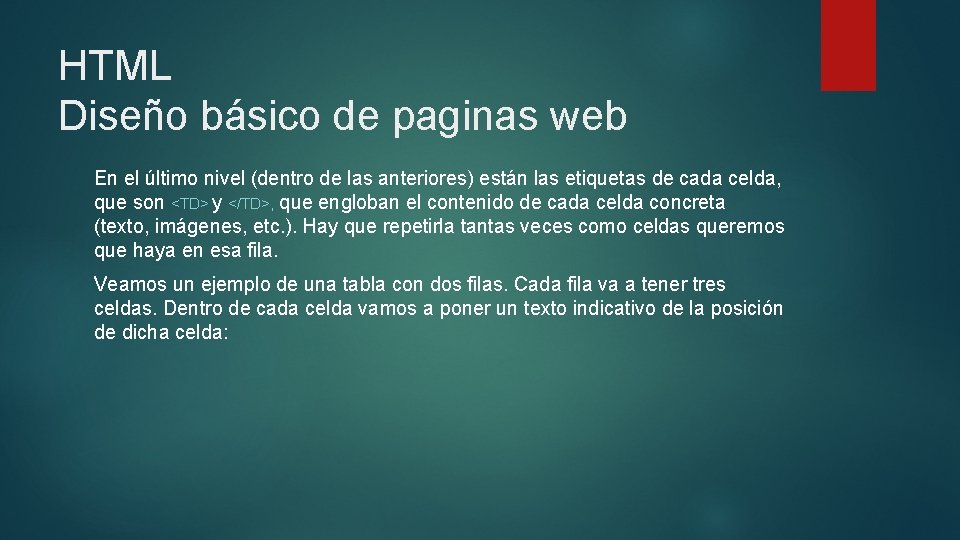 HTML Diseño básico de paginas web En el último nivel (dentro de las anteriores)