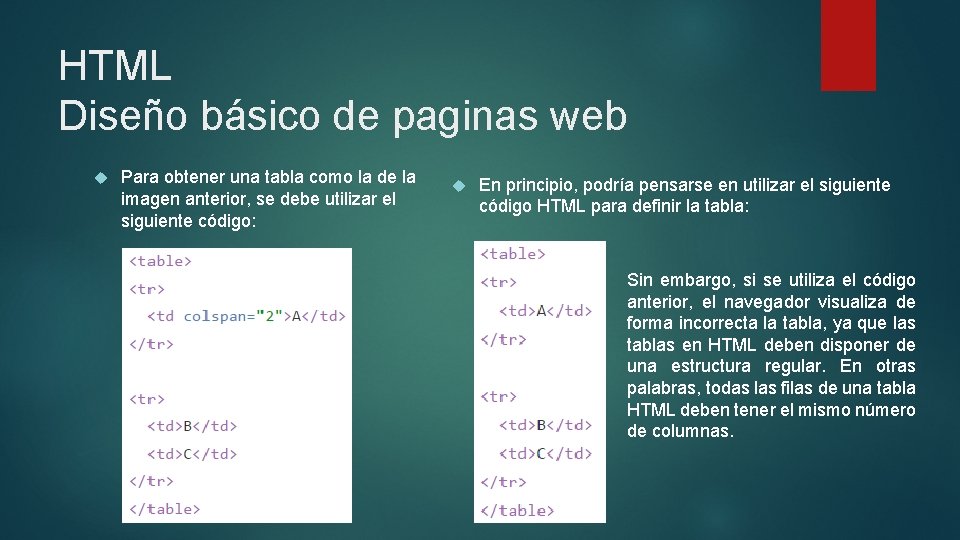 HTML Diseño básico de paginas web Para obtener una tabla como la de la