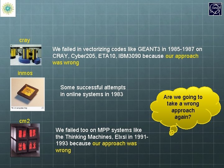 cray We failed in vectorizing codes like GEANT 3 in 1985 -1987 on CRAY,