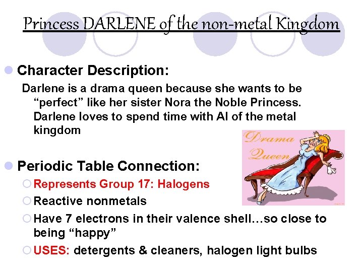 Princess DARLENE of the non-metal Kingdom l Character Description: Darlene is a drama queen