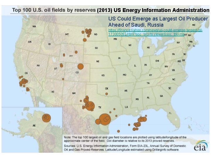 (2013) US Energy Information Administration ( US Could Emerge as Largest Oil Producer Ahead