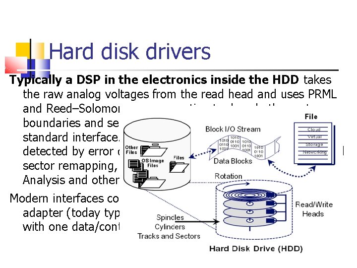 Hard disk drivers Typically a DSP in the electronics inside the HDD takes the