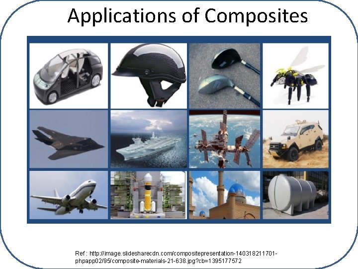 Applications of Composites Ref : http: //image. slidesharecdn. com/compositepresentation-140318211701 phpapp 02/95/composite-materials-21 -638. jpg? cb=1395177572