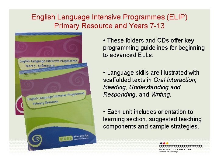 English Language Intensive Programmes (ELIP) Primary Resource and Years 7 -13 • These folders