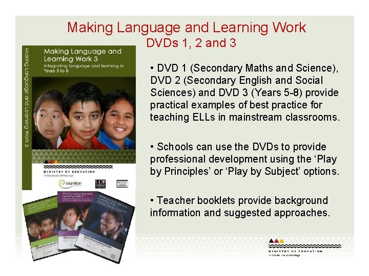 Making Language and Learning Work DVDs 1, 2 and 3 • DVD 1 (Secondary