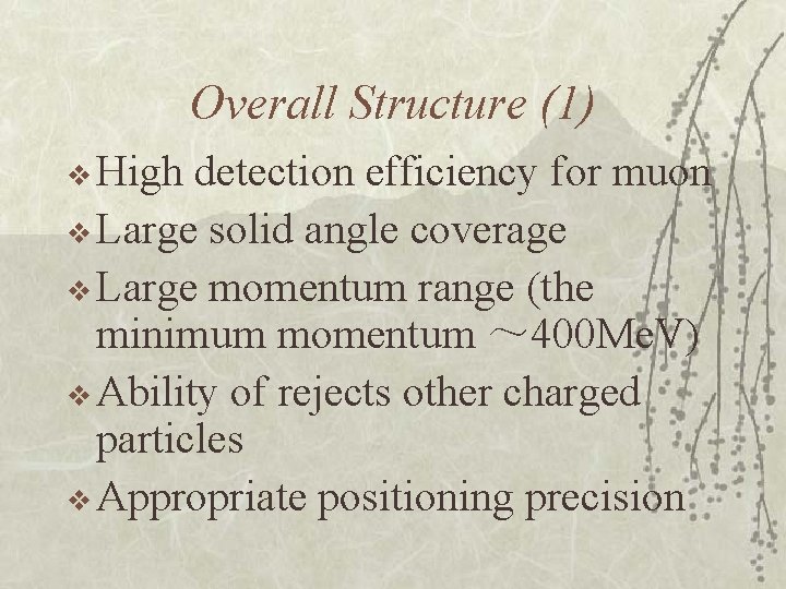 Overall Structure (1) v High detection efficiency for muon v Large solid angle coverage