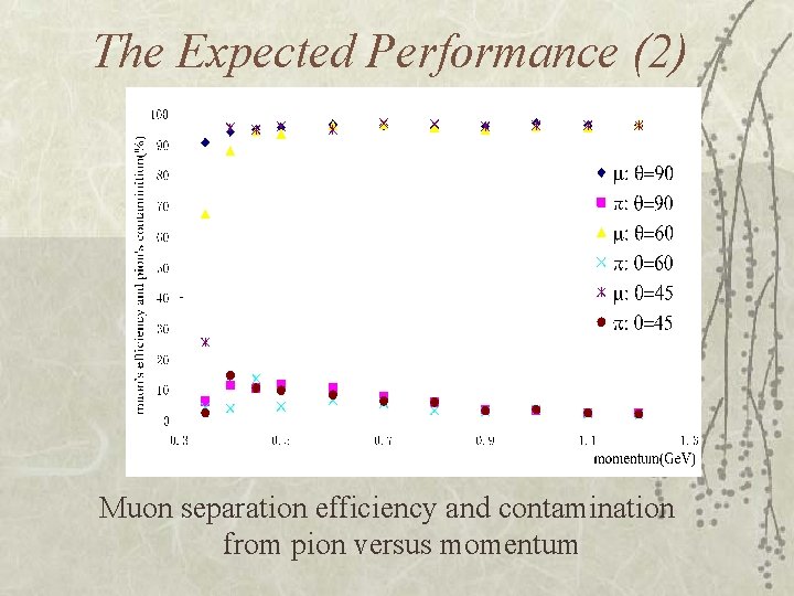 The Expected Performance (2) Muon separation efficiency and contamination from pion versus momentum 
