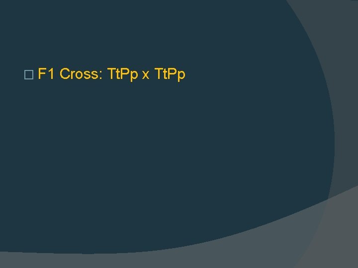 � F 1 Cross: Tt. Pp x Tt. Pp 