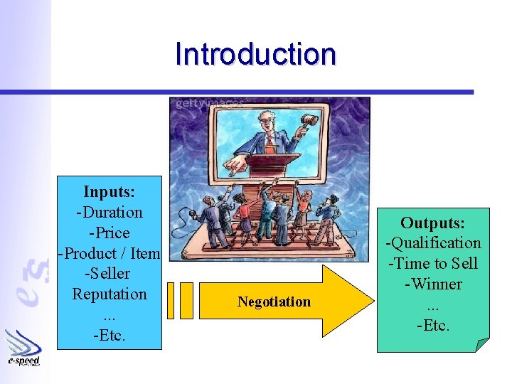 Introduction Inputs: -Duration -Price -Product / Item -Seller Reputation. . . -Etc. Negotiation Outputs: