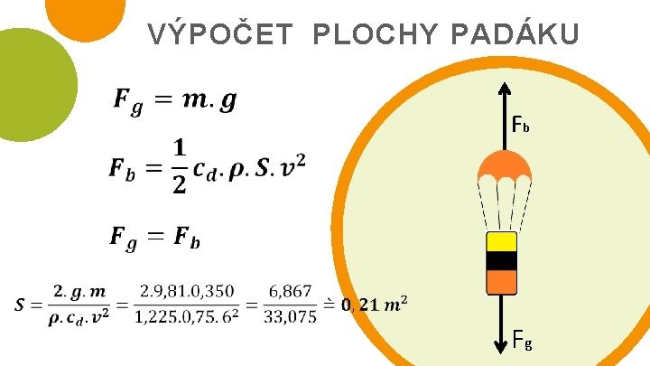 VÝPOČET PLOCHY PADÁKU Fb Fg 