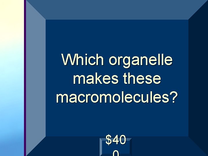 Which organelle makes these macromolecules? $40 