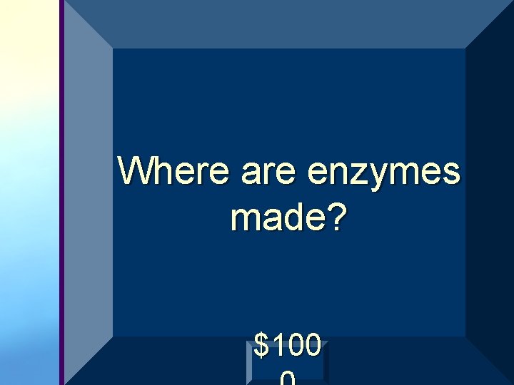 Where are enzymes made? $100 