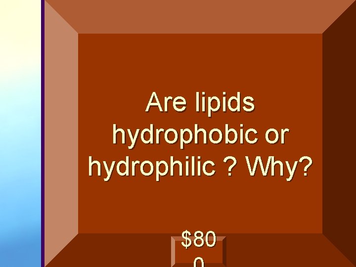 Are lipids hydrophobic or hydrophilic ? Why? $80 