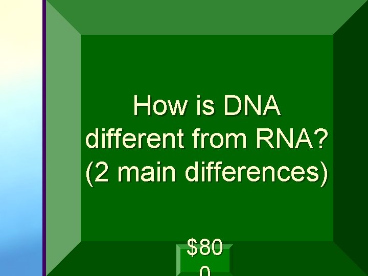 How is DNA different from RNA? (2 main differences) $80 