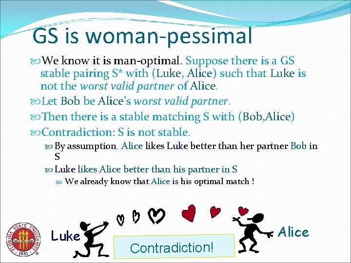 GS is woman-pessimal We know it is man-optimal. Suppose there is a GS stable