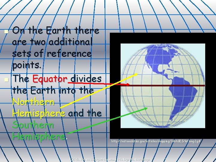 n n On the Earth there are two additional sets of reference points. The
