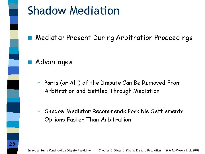 Shadow Mediation n Mediator Present During Arbitration Proceedings n Advantages • Parts (or All