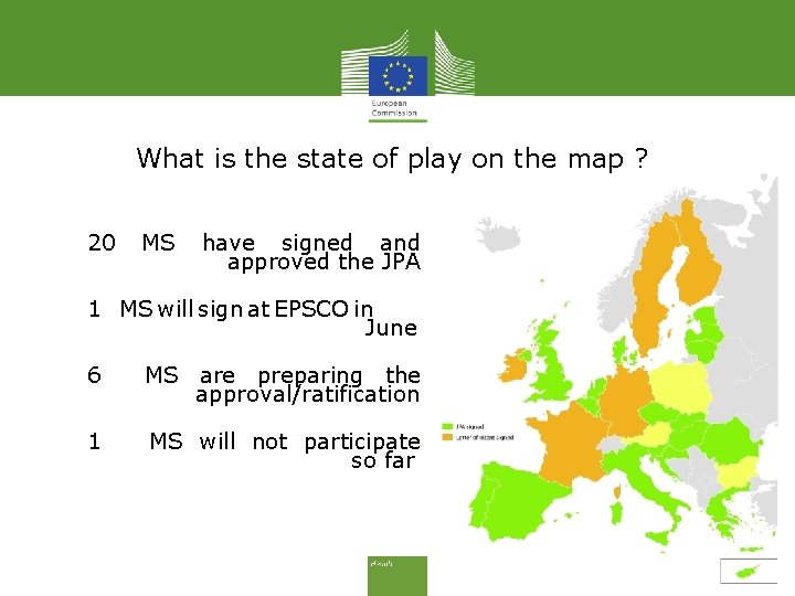 What is the state of play on the map ? 20 MS have signed