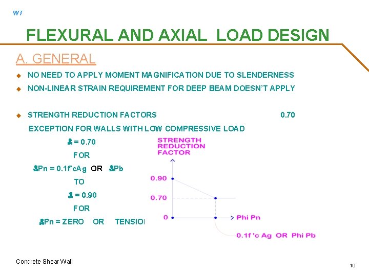 WT FLEXURAL AND AXIAL LOAD DESIGN A. GENERAL u NO NEED TO APPLY MOMENT
