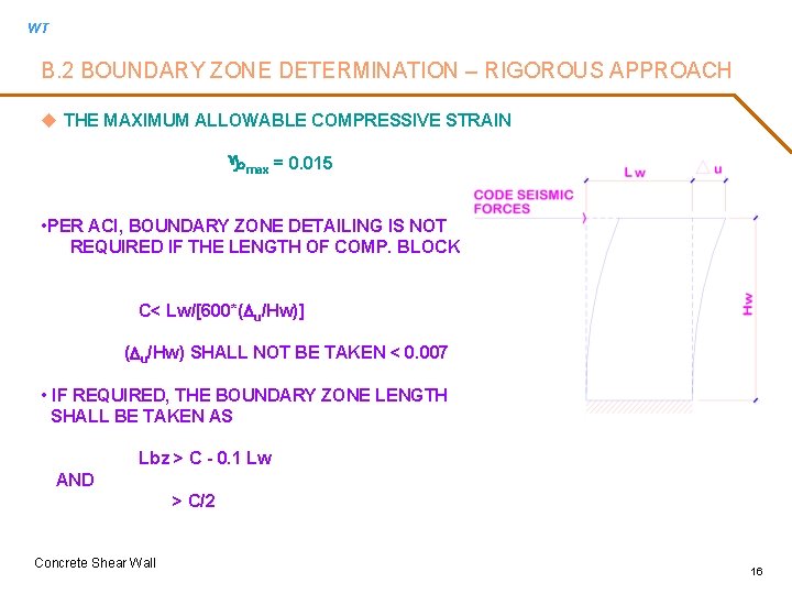 WT B. 2 BOUNDARY ZONE DETERMINATION – RIGOROUS APPROACH u THE MAXIMUM ALLOWABLE COMPRESSIVE