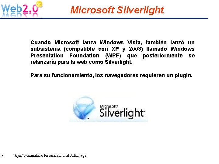 Microsoft Silverlight Cuando Microsoft lanza Windows Vista, también lanzó un subsistema (compatible con XP