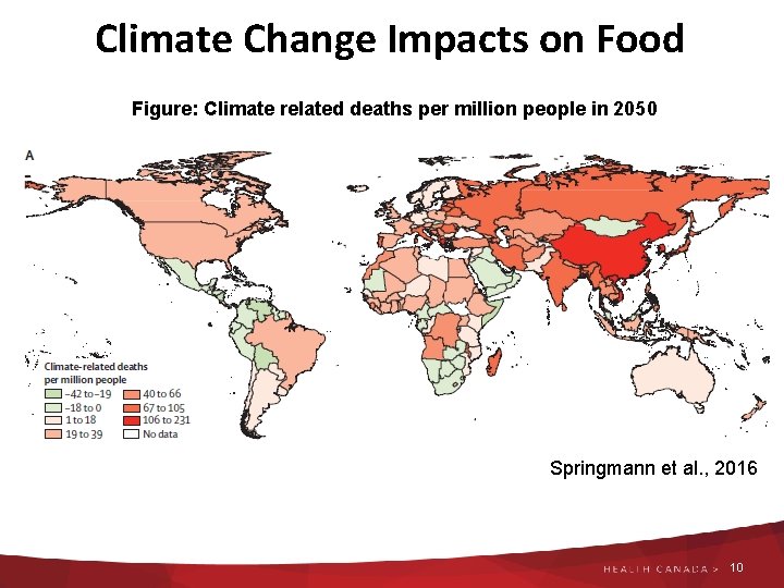 Climate Change Impacts on Food Figure: Climate related deaths per million people in 2050